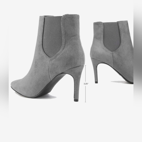 Dream Pairs Grey Suede Stiletto Ankle Boots Women’s Pointed Toe Heel High 3.25” - Picture 6 of 17